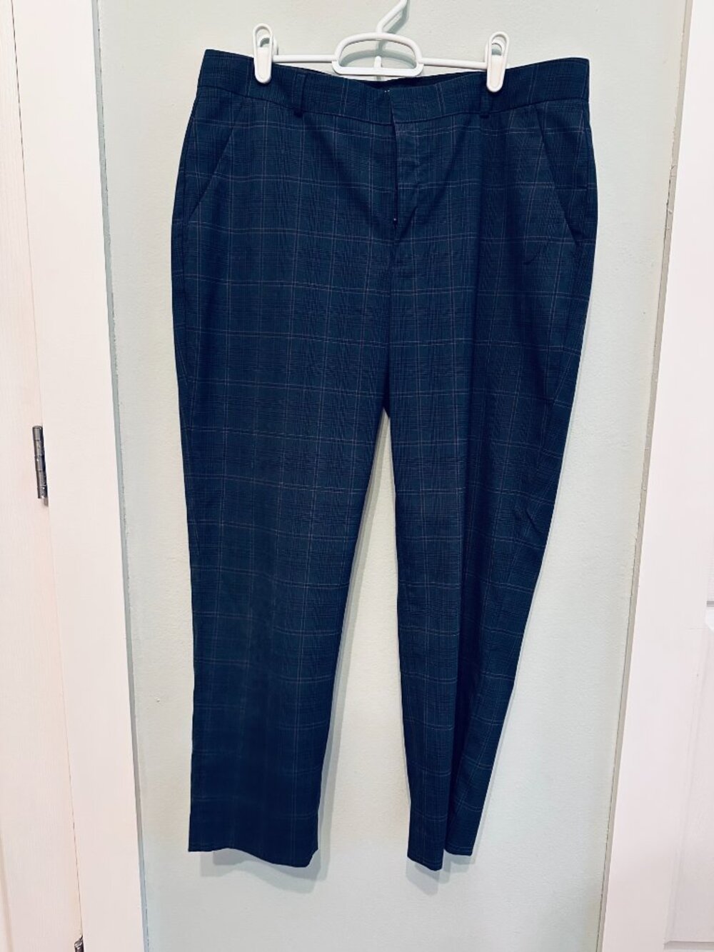 Banana Republic Avery Tailored Crop Pants Glen Plaid Blue 12